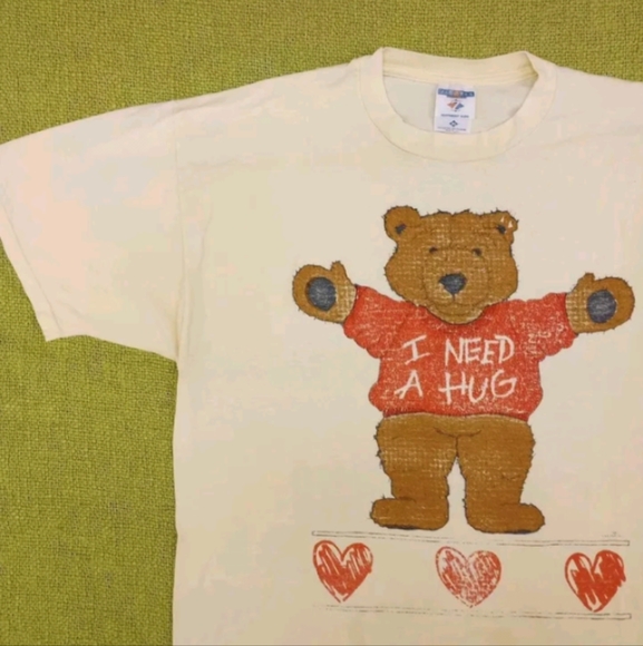 Vintage Tops - Vintage T-shirt 90s Teddy Bear I Need A Hug Size XL